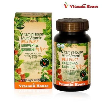 [비타민하우스] 멀티비타민 웰플러스 (1,250mgx60정)/영국DSM사원료/13종비타민/7종 미네랄