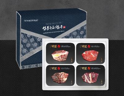 [안동누리名品한우] 1등급 한우 구이,정육 선물세트14호 1.2kg (등심300g,채끝300g,불고기300g,국거리300g)