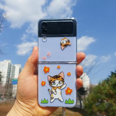 귀여운 자깡이 갤럭시 Z플립 케이스 투명하드 / 핸드폰케이스 지플립 3 4 5