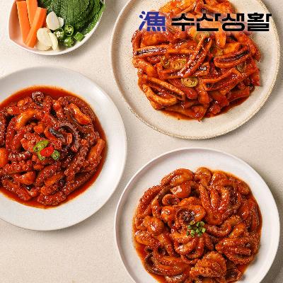 [수산생활] 쭈꾸미/오징어/낙지볶음 3팩 +모짜렐라치즈1팩