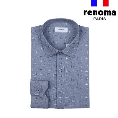[레노마셔츠]TTC SPAN 프린트 슬림핏 셔츠 네이비