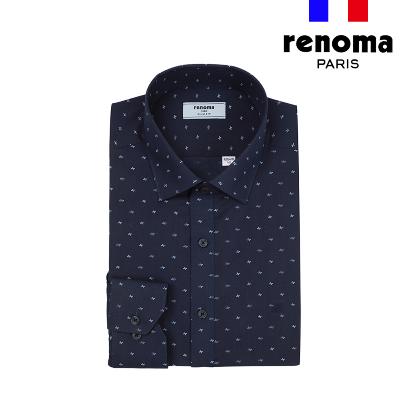 [레노마셔츠]올오버 도형 프린트 슬림핏 셔츠 네이비