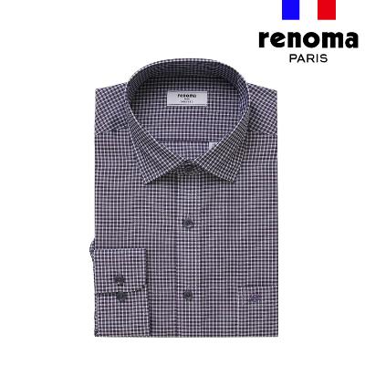 [레노마셔츠]울믹스 미니체크 일반핏 셔츠 퍼플