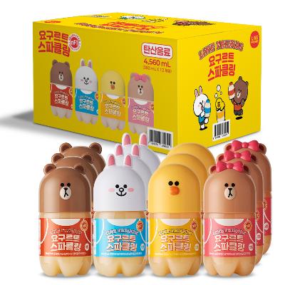 라인프렌즈 요구르트 스파클링 380ml 1박스 (12개입)