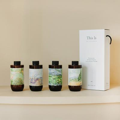 [디스이즈] 발향 좋은 명화 인테리어 대용량 디퓨저 500ml x 4개 선물 박스 포장