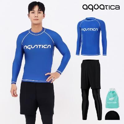 아쿠아티카 남성 래쉬가드 AQAMTS23013 상의+PL 레깅스반바지세트