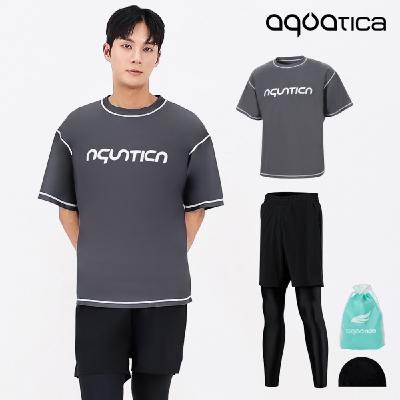 아쿠아티카 남성 래쉬가드 AQAMTS23010 상의+PL 레깅스반바지세트