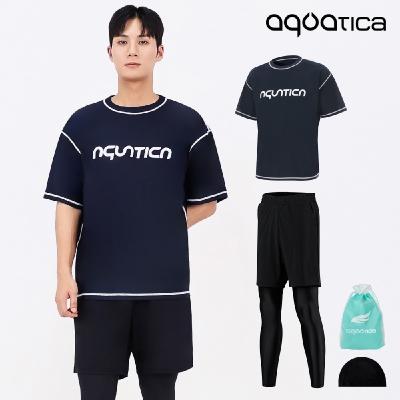 아쿠아티카 남성 래쉬가드 AQAMTS23008 상의+PL 레깅스반바지세트
