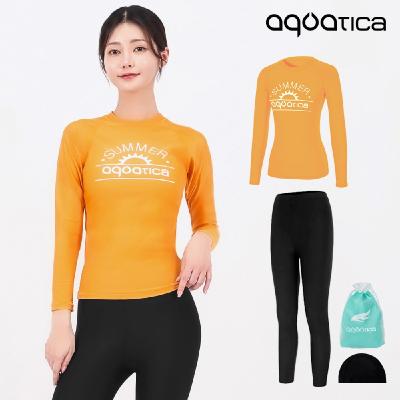 아쿠아티카 여성 래쉬가드 AQAWTS23001+워터레깅스 BK세트