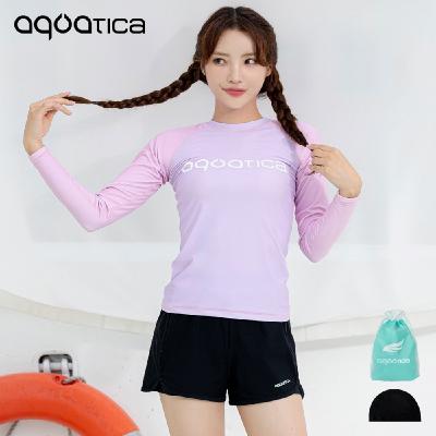 아쿠아티카 여성 래쉬가드 AQAWTS23009+레이어드 스윔 보드숏 BK세트