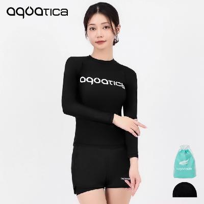 아쿠아티카 여성 래쉬가드 AQAWTS23010+레이어드 스윔 보드숏 BK세트
