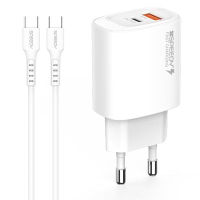 [스피디] 25W PD QC 2포트 듀얼 멀티 고속충전기 + CtoC충전케이블