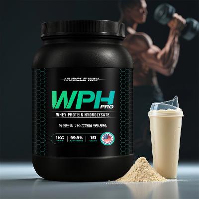 머슬웨이 WPH 99.9% 가수분해유청단백질 프로틴 보충제 1kg