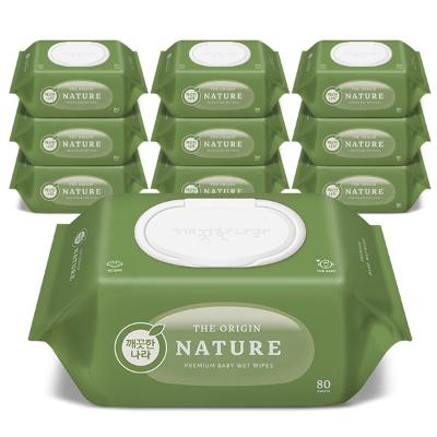 깨끗한나라 디 오리진 네이처 물티슈 캡 80매 x 10입