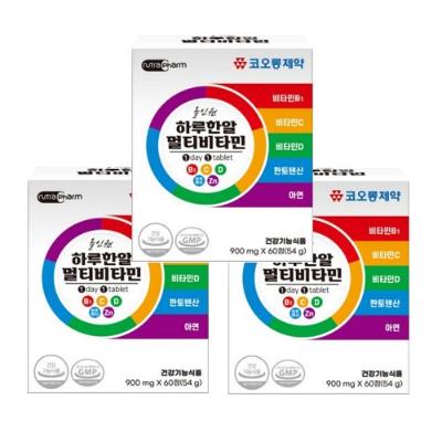 [3박스구성] 코오롱제약 올인원 하루 한알 멀티비타민 (60정)/비타민C/비타민B군/비타민D/아연 등