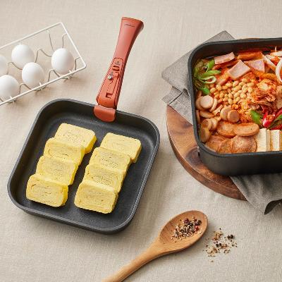 [로이첸] IH스핀웹 5종세트 7중코팅 인덕션 사각 멀티팬 프라이팬