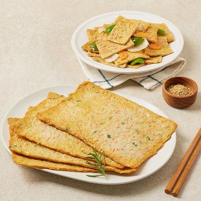 [유통기한 임박할인][고래주방] 국내산 야채가 들어간 사각어묵 320g x 2팩 [26년 1월 5일까지]