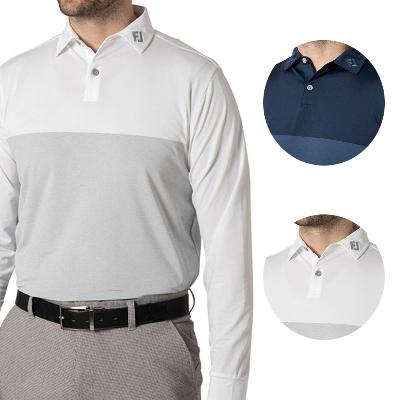 풋조이 골프웨어 남성 골프 컬러블록 긴팔 티셔츠