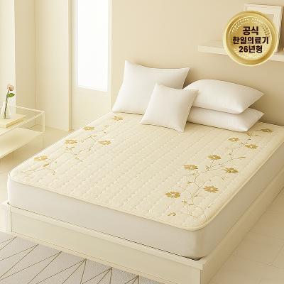 [뉴한일의료기] 골드 플라워 탄소무전자 (순면 워셔블) 대형 140X175 안심전기요 전기장판