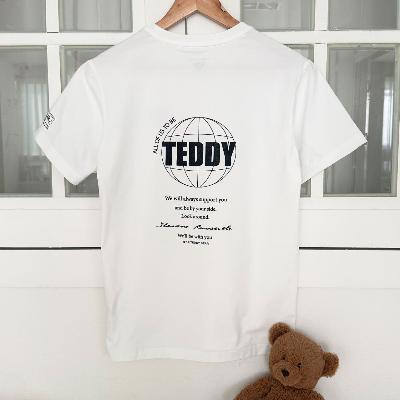 [테디베어] NOW 쿨링, UV차단, 친환경 섬유 소로나 아스킨 캐릭터 남여공용 반팔티셔츠 화이트