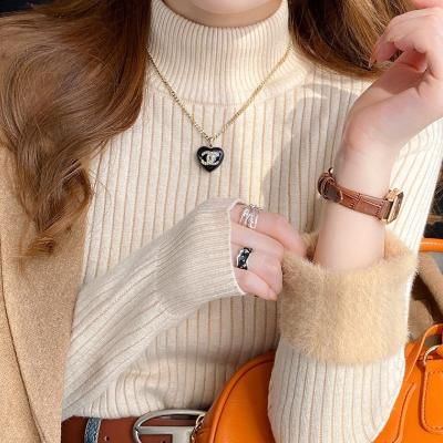 소프트 융털 반폴라 골지 니트티