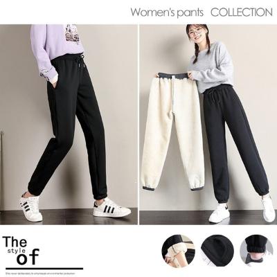 여성용 양모 조거 밴딩 팬츠