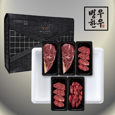 [명우한우] 한우1++등급 냉장 선물세트 1kg (등심 400g, 업진살 300g, 국거리 300g)M209