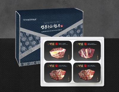 [안동누리한우] 1등급한우 구이정육실속세트2호 1.2kg(등심400g,불고기300g,불고기300g,국거리200g)(4구)