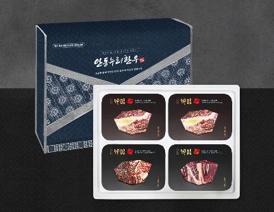 [안동누리한우] 1등급한우 구이정육선물세트10호 1.0kg(등심200g,등심200g,불고기300g,국거리300g)(4구)