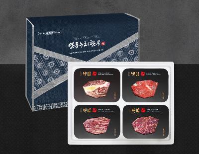 [안동누리한우] 1등급한우 구이혼합선물세트12호 1.2kg(등심300g,채끝300g,갈비살300g,특수부위300g)(4구)
