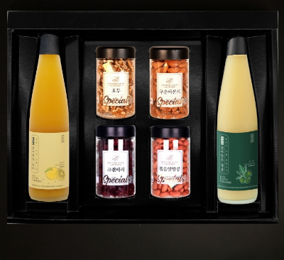 [청숨] 종합2호 (유자500ml+청귤500ml+견과 4개입) 선물세트