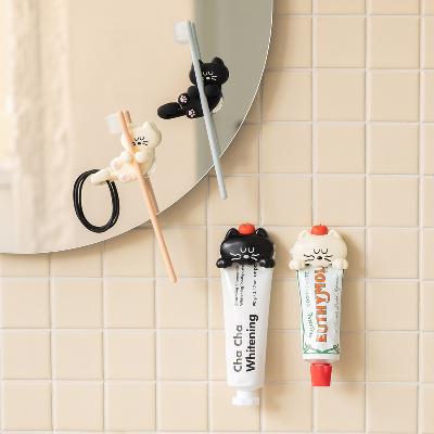 로마네 브런치브라더 모그리 칫솔걸이 치약걸이 세트 / 귀여운 인테리어 소품 욕실 거치 선물
