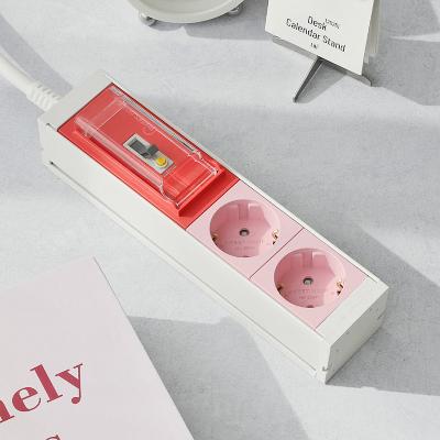 스윗홈 고용량 알루미늄 납작 누전차단 멀티탭 2구 3m _라이트핑크