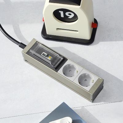 스윗홈 고용량 알루미늄 납작 누전차단 멀티탭 2구 3m _골든그레이