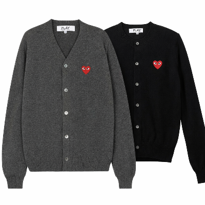 꼼데가르송 레드와펜 남여공용 브이넥 가디건