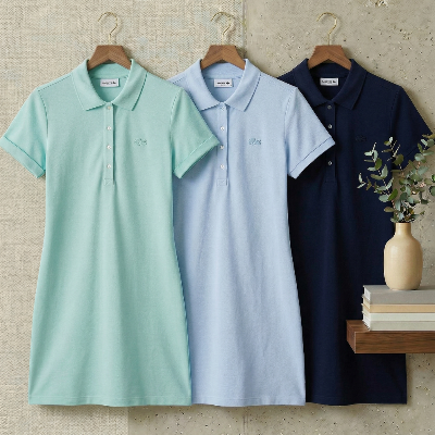 [정품] 라코스테 여성 슬림핏 미니 피케 폴로 드레스 원피스 (네이비/라벤더/민트)