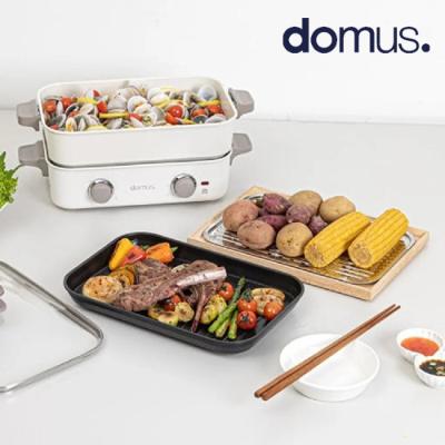 [도무스] 두판 타이머 세라믹 전기그릴 찜기 멀티쿠커 DG-B140DL_화이트