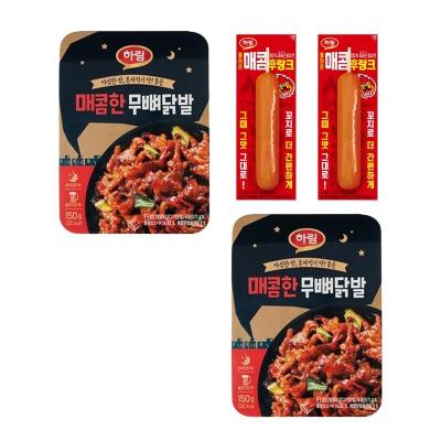 [하림] 매콤 무뼈닭발 150g x 2개 + 하림 매콤후랑크 70g x 2개