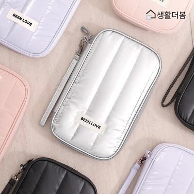 생활더봄 패딩 여권파우치 RFID차단 방수 카드수납 여행용 지갑 4컬러